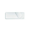White rectangular wall-mounted device with a rounded-right curved metal overlay, minimal design.