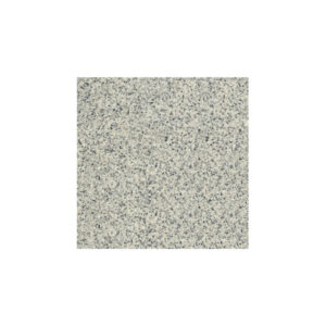 Square granite tile with speckled gray and black grain on white background