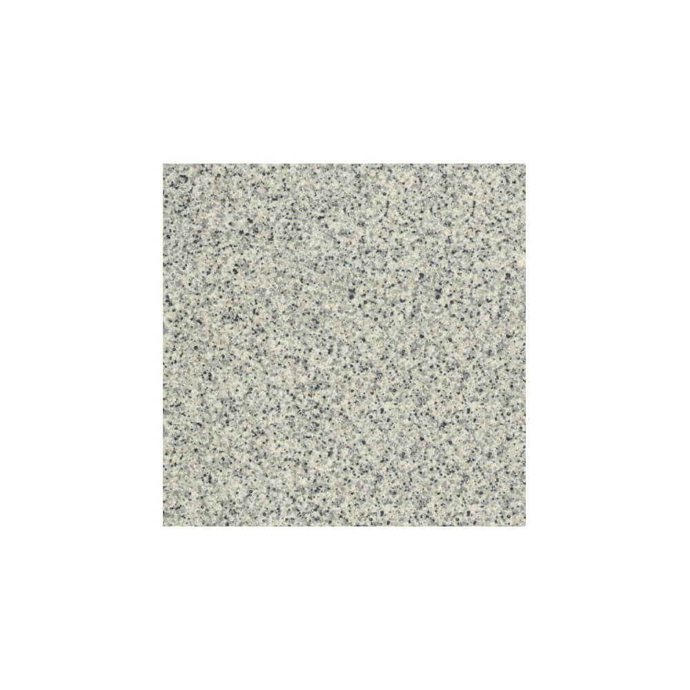 Square granite tile with speckled gray and black grain on white background