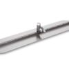 Long gray metal base with rounded ends and a central adjustable clamp for alignment.