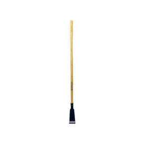 Wooden-handled putty knife with a flat metal blade at the end