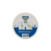 Round white abrasive pad with a blue Mak o label and barcode on the blue section, used for polishing or cleaning surfaces (image shows packaging label).