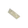 Cream plastic pull handle mounted on a rectangular base plate (door/drawer pull)