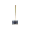 Wooden-handled broom with a wide metal-bristle head for sweeping floors