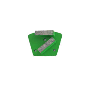 Green sharpening block with two metal abrasive strips attached on top of a green base.