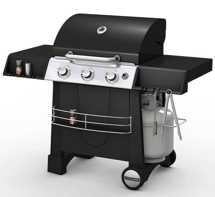 Þriggja brennara 9kw gasgrill