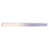 Long, narrow metallic strip with a subtle gradient from light to bluish, and small red tips at each end.