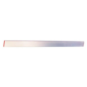 Long, narrow metallic strip with a subtle gradient from light to bluish, and small red tips at each end.