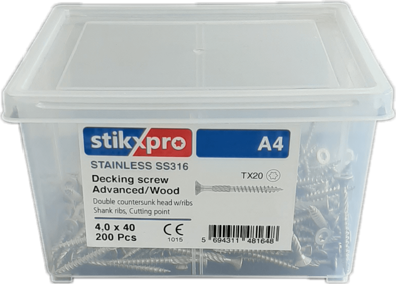 4,0x40 - Múrbúðin Ryðfríar tréskrúfur