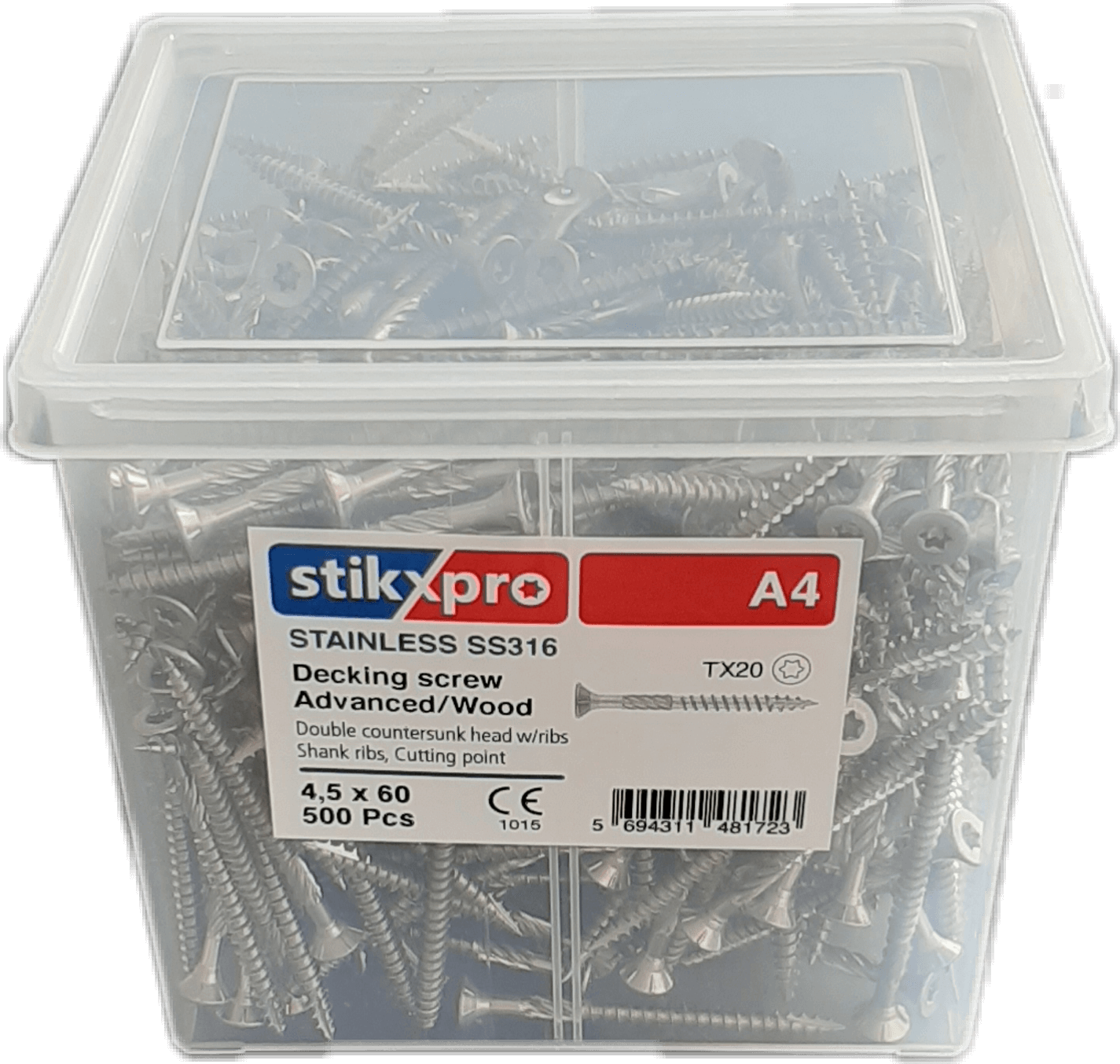 4,5x60 - Múrbúðin Ryðfríar tréskrúfur