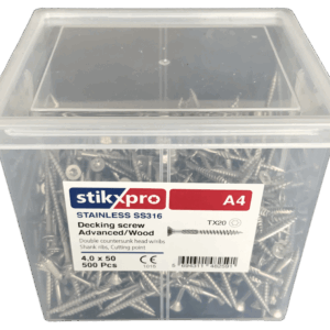 Ryðfríar A4 Pallaskrúfur / Tréskrúfur 4,0 X 50 500 stk