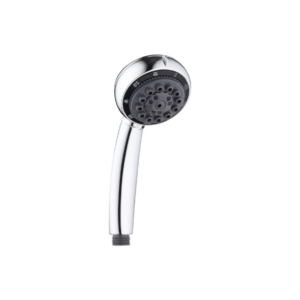 Chrome handheld shower head with a multi-nozzle face and threaded connection, ready for installation