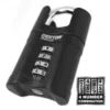 Dekton ArmLock four-dial combination padlock in black with dials set to 1-2-3-4.