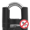 Black padlock with a U-shaped silver shackle; features 'DEKTON ARMLOCK' text on body and a red 'Anti Bolt Cutter' sticker.
