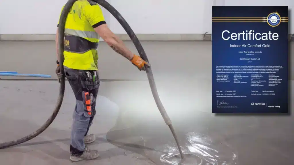 Weber múrvörur og flotefni fá gullvottun fyrir loftgæði innanhúss