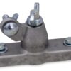 Metal swivel joint mounted on a rectangular base with two bolts, used for adjustable mounting in machinery or rigging.