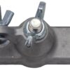 Industrial toggle clamp on a rectangular metal base with two bolts