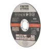 Faster Tools metal cutting disc for INOX, 125 × 1.0 × 22.23 mm; max speed 80 m/s; shows usage icons and branding.