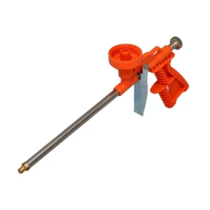 Orange handheld torch with a long stainless steel nozzle and orange plastic handle, used for heating or brazing