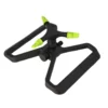Three-arm garden sprinkler with adjustable green spray nozzles on a black base for lawn irrigation.