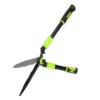 Green-and-black extendable pruning shear with locking handles and curved blade