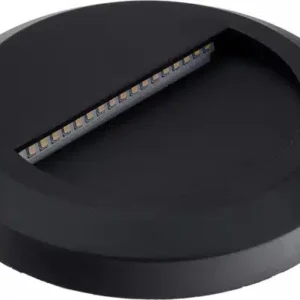 Vegg-/ tröppuljós svart hringl.  2W