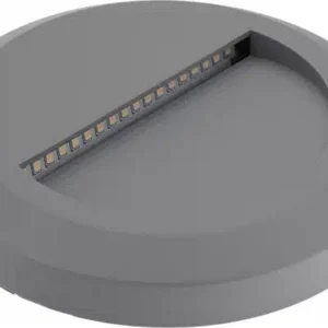 Vegg-/ tröppuljós grátt hringl.  2W