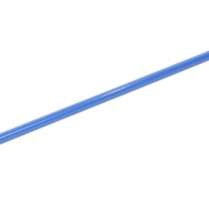 Blue floor scraper with a long handle and rectangular metal blade used for scraping floors of debris or adhesive.