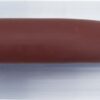 Brown horizontal door handle mounted on a white metal track with visible screws, viewed from the side horizontal orientation.