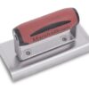 5bdf5393cb75093418c1f7f1 - Múrbúðin Red-handled masonry trowel (Marshalltown) with a metal finishing blade, shown at an angle on a silver base buttoned to the tool body.