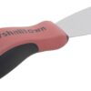 Marshalltown putty knife with pink and black handle and a metal blade