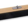 Long wooden broom head with dense black bristles and a small metal mounting bracket on top