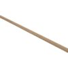Long wooden rod with a metal threaded end on the right side against a white background