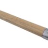 Wooden dowel with a silver threaded metal end (screw) on one side.