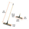 Diagram of a broom with labeled dimensions: overall height 150 cm, handle length 60 cm, head width 6 cm, brush height 10 cm, and bristle block 8 cm wide