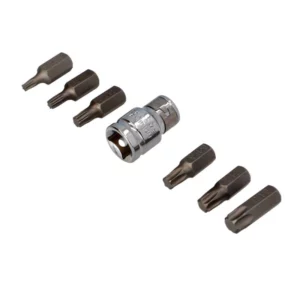 Torx bitasett 1/2" f. hersluvélar T25-T55 7stk
