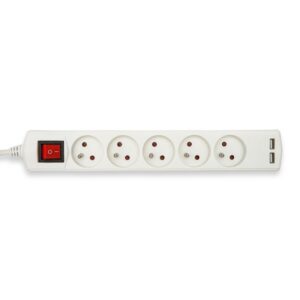 Fjöltengi 5x + 2x usb með rofa 1,5m snúra