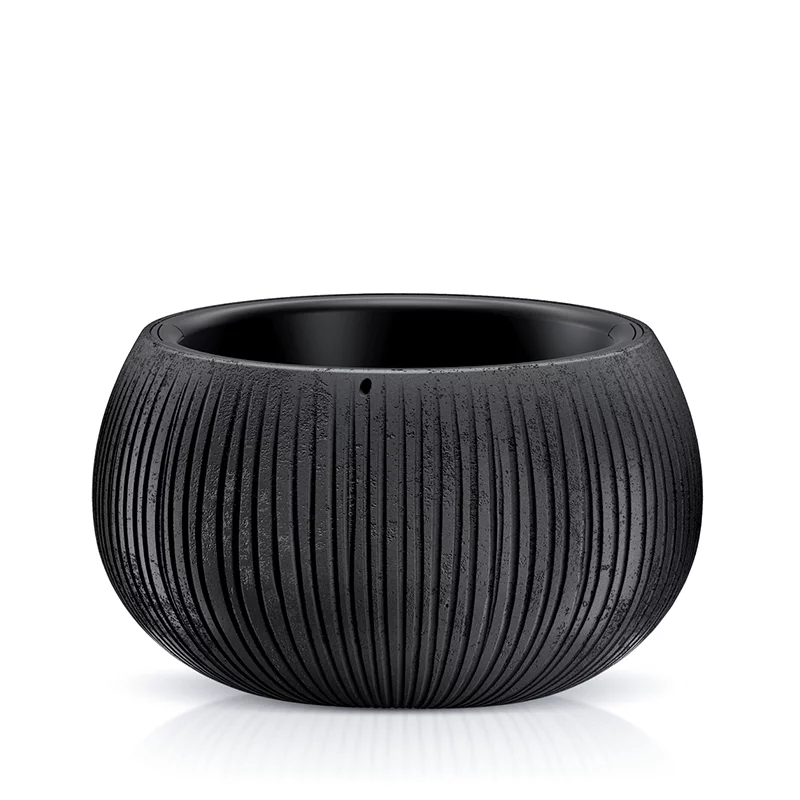 Blómapottur Beton bowl, svört steypuáferð 9l