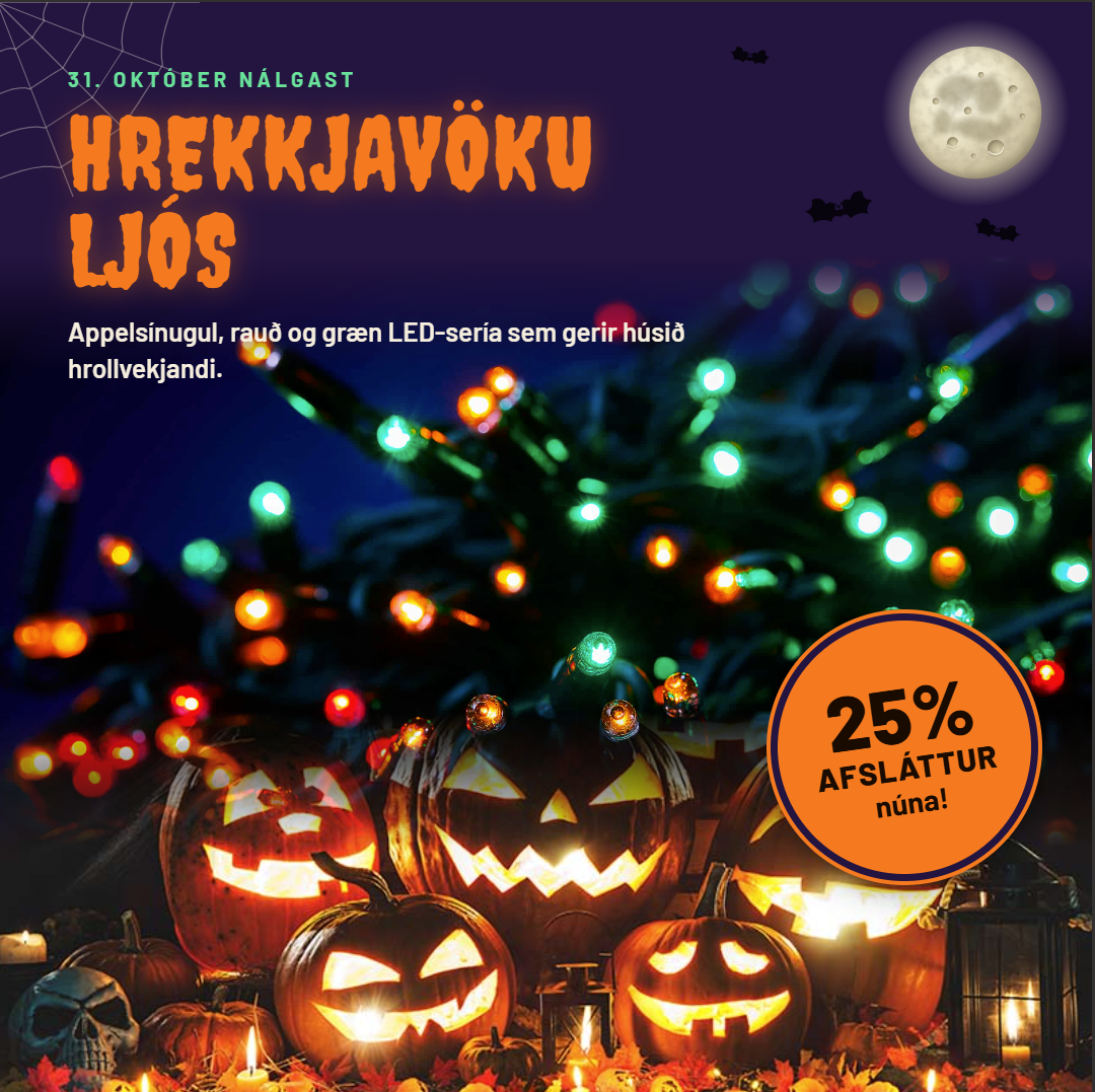 Hrollvekjandi Halloween sería 80 ljós - 8 metra löng