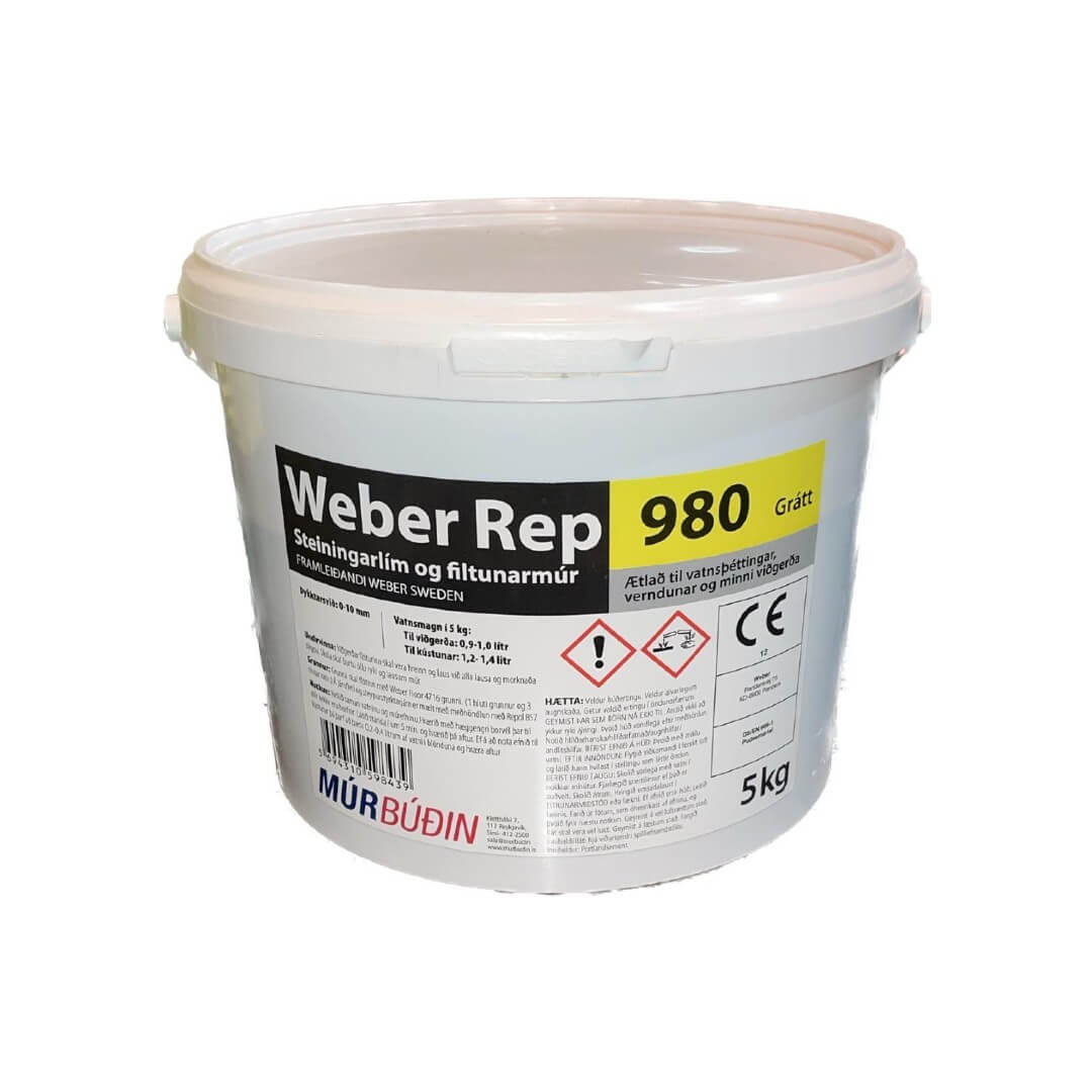 Weber REP 980 steiningarlím og filtunarmúr, Grátt (Maxim), 5Kg